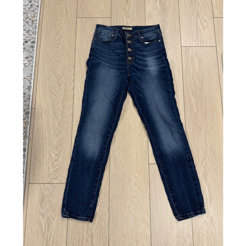 Guess Los Angeles Mid Rise Dark Blue Denim Womens Jeans Size 27 Button Closure